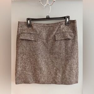 Ann Taylor Brown Tweed Pencil Skirt with Flap Pockets